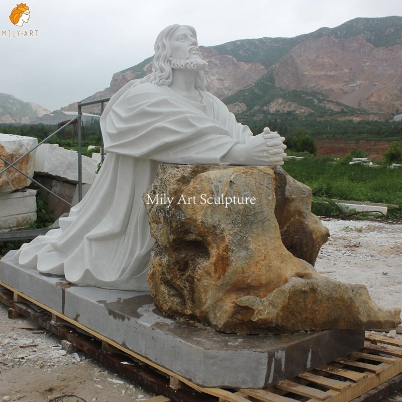 Large Christ in Prayer Marble Statue